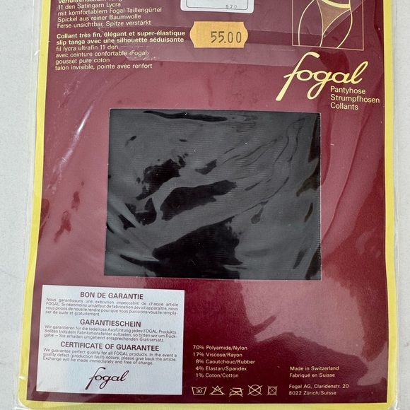 NWT Fogal Estoril 106 Super Elastic Luxury Hosiery Medium Gris / Switzerland - Picture 3 of 6